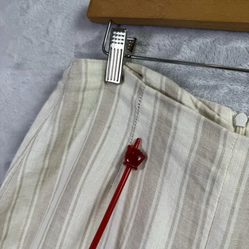 Reformation Striped Linen Blend Pants Size XS*See measurements Tan‎ Cream Boho
